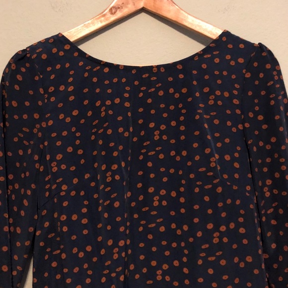 Paraella Navy with Burnt Orange Dot Dress - M - Picture 3 of 6